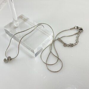 Silver Letter Initial Stainless Steel Snake Chain Necklace